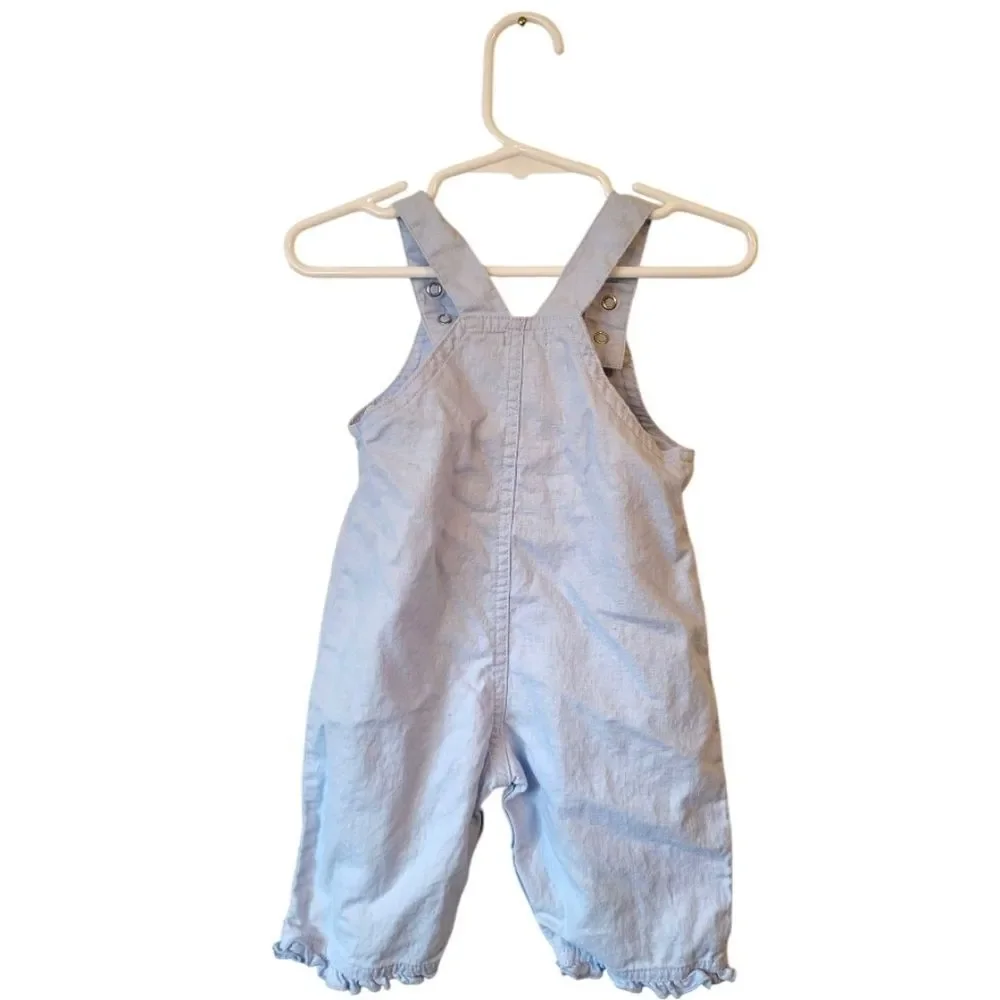 Vintage Carter's Light Blue Floral Embroidery Overalls Size 6M